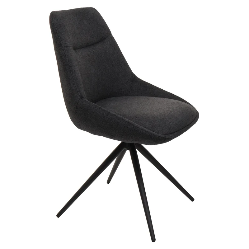 Lot de 2 chaises de salle à manger pivotante position automatique en métal et tissu anthracite trépied en acier 04_0007390
