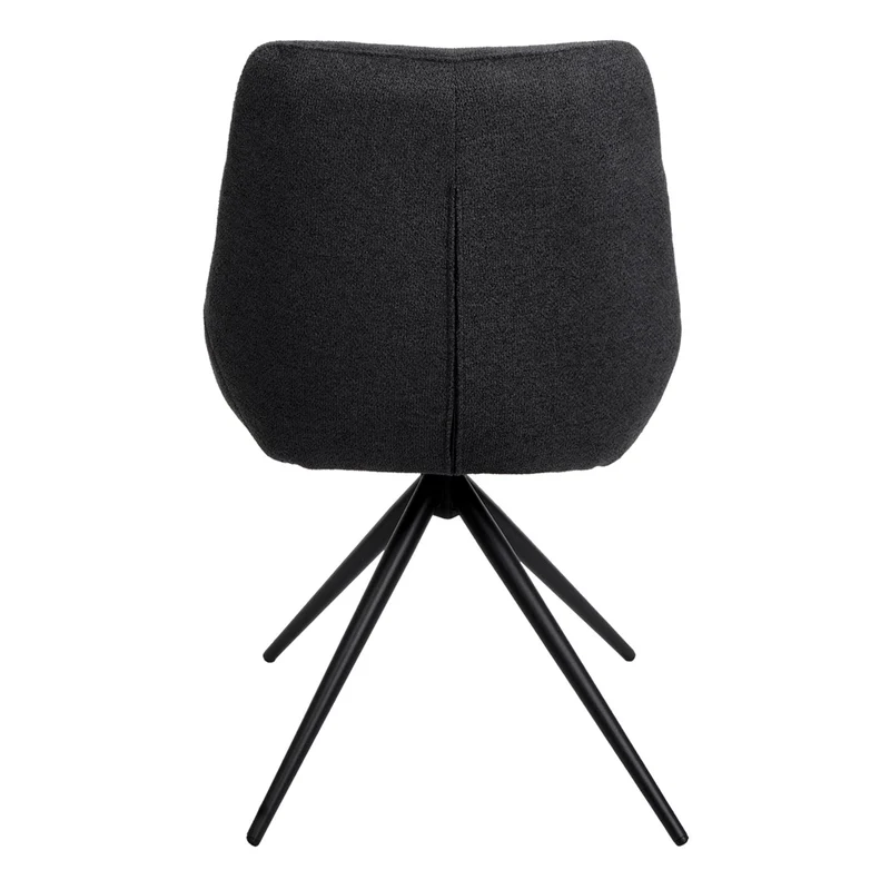 Lot de 2 chaises de salle à manger pivotante position automatique en métal et tissu anthracite trépied en acier 04_0007390
