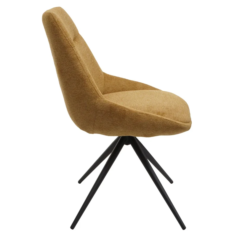 Lot de 2 chaises de salle à manger pivotante position automatique en métal et tissu jaune moutarde trépied en acier 04_0007389