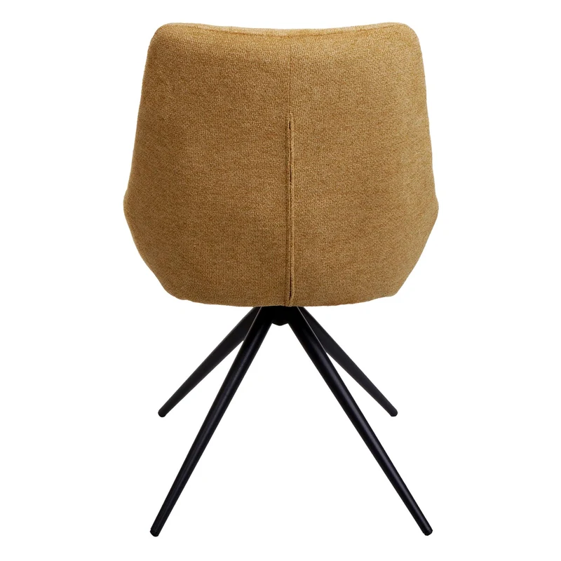 Lot de 2 chaises de salle à manger pivotante position automatique en métal et tissu jaune moutarde trépied en acier 04_0007389