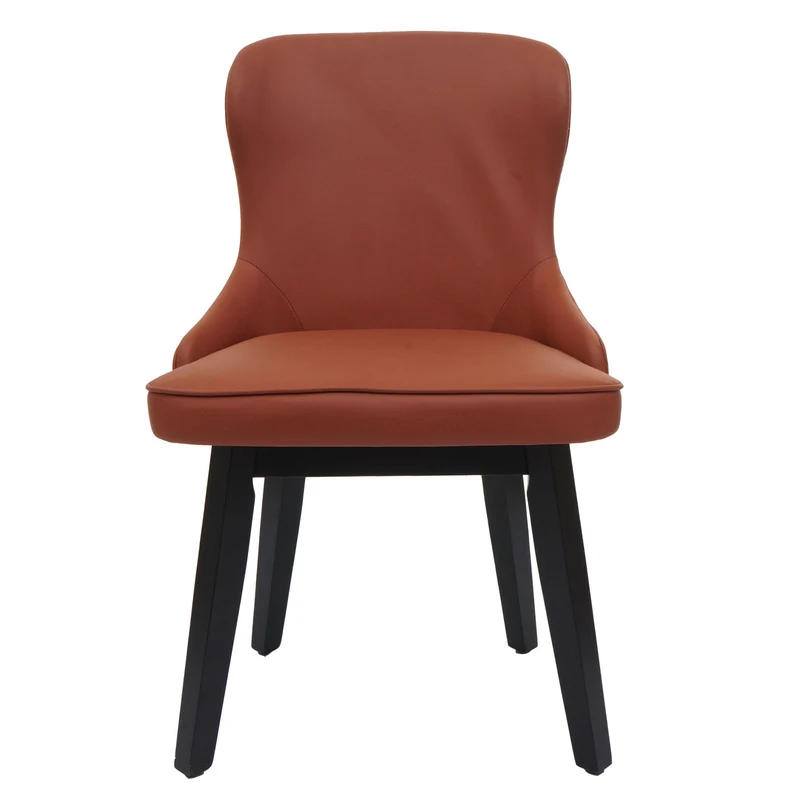 Lot de 2 chaises de salle à manger rembourrée en tissu terre cuite capitonné plastique marron et bois 04_0007385