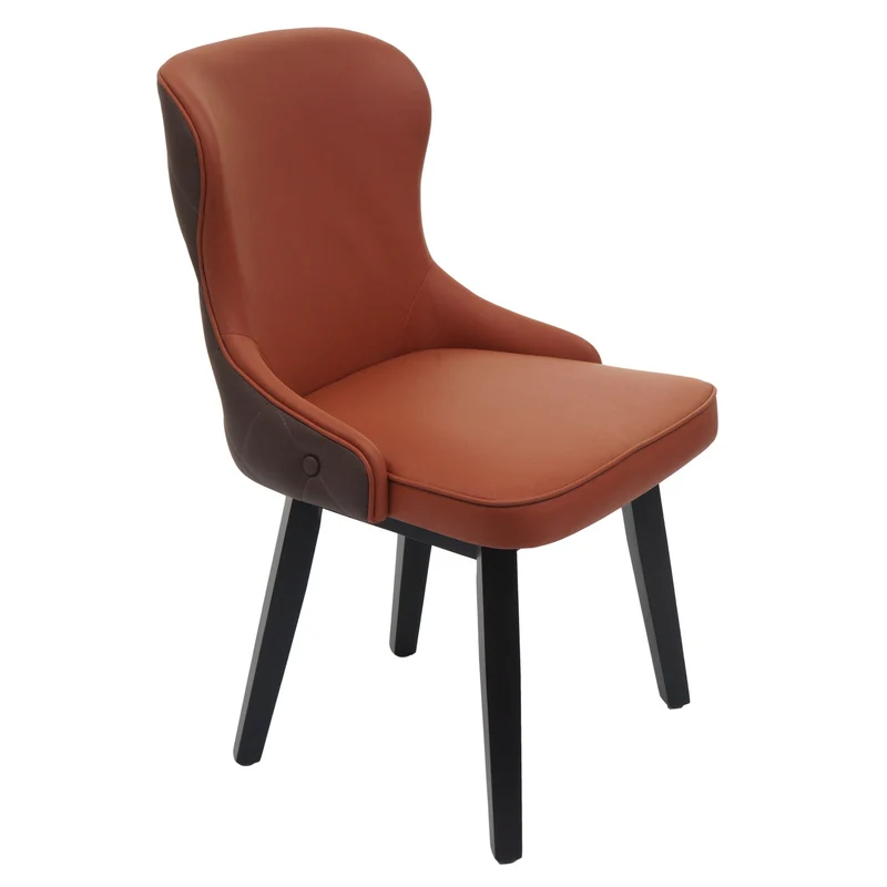 Lot de 2 chaises de salle à manger rembourrée en tissu terre cuite capitonné plastique marron et bois 04_0007385
