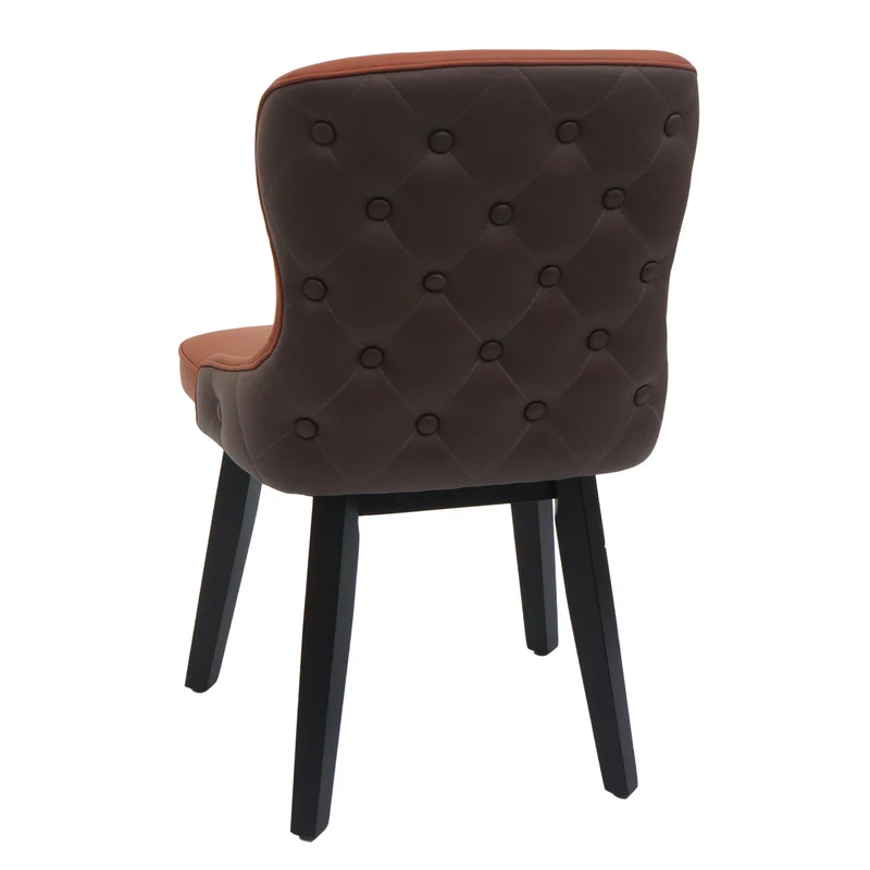 Lot de 2 chaises de salle à manger rembourrée en tissu terre cuite capitonné plastique marron et bois 04_0007385