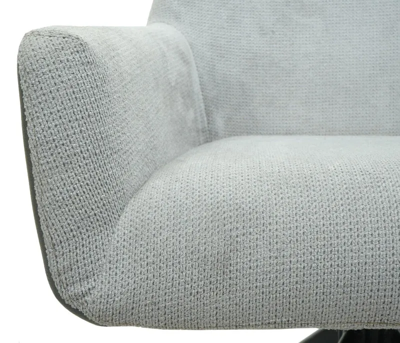 Lot de 2 chaises de salle à manger avec accoudoir siège rotatif en tissu gris clair PVC gris foncé et fer 04_0007378