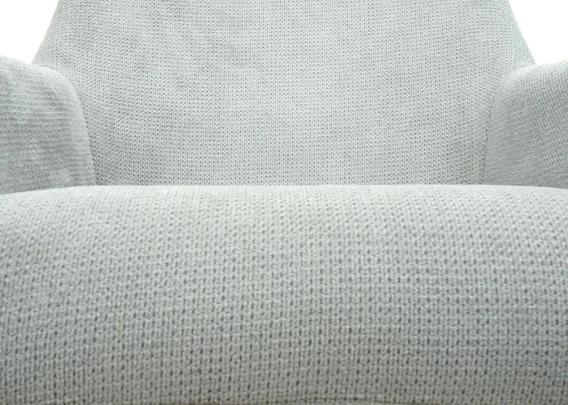 Lot de 2 chaises de salle à manger avec accoudoir siège rotatif en tissu gris clair PVC gris foncé et fer 04_0007378