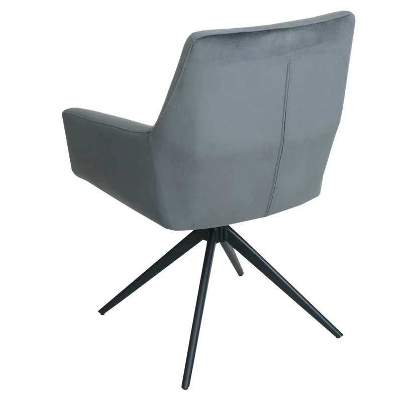 Lot de 2 chaises de salle à manger avec accoudoirs siège rotatif en tissu gris foncé 04_0007379