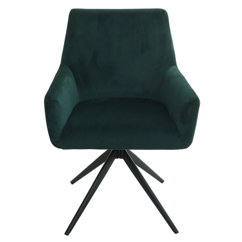 Lot de 2 chaises de salle à manger avec accoudoirs siège rotatif en tissu vert 04_0007380