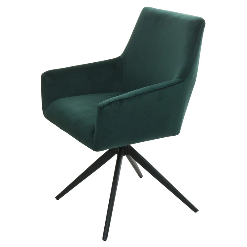 Lot de 2 chaises de salle à manger avec accoudoirs siège rotatif en tissu vert 04_0007380