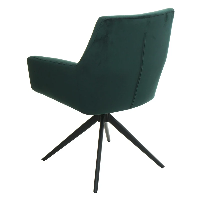 Lot de 2 chaises de salle à manger avec accoudoirs siège rotatif en tissu vert 04_0007380