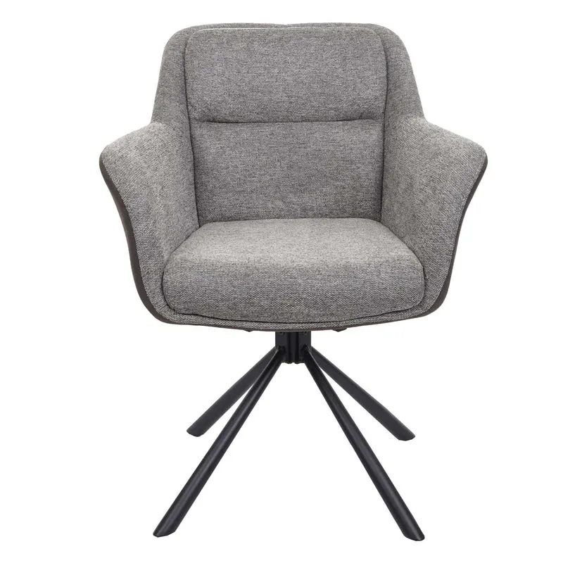 Lot de 2 chaises de salle à manger pivotante en tissu gris PVC gris foncé et fer 04_0007366