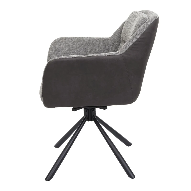 Lot de 2 chaises de salle à manger pivotante en tissu gris PVC gris foncé et fer 04_0007366