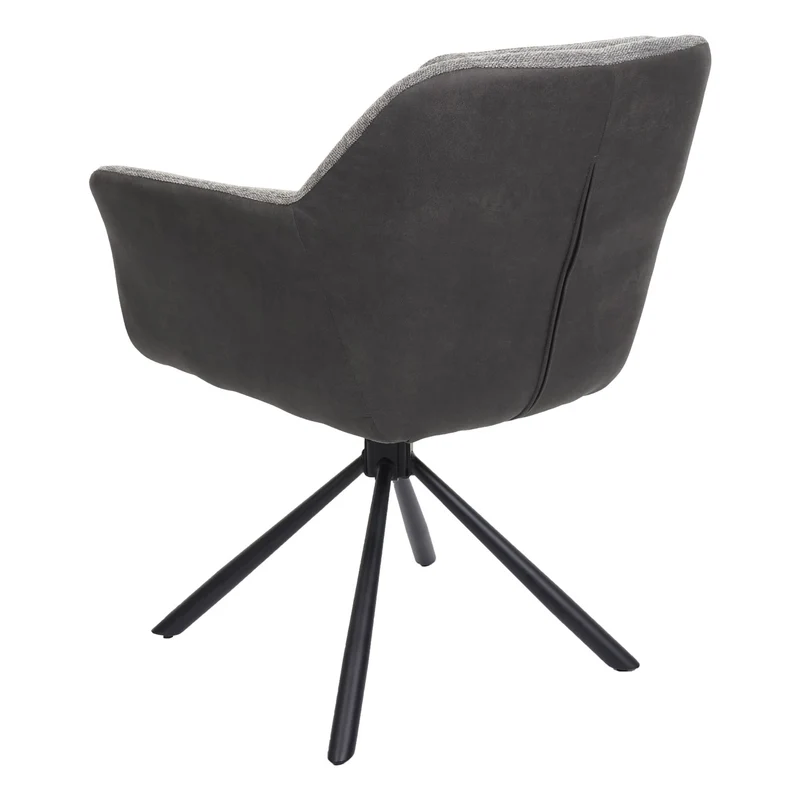 Lot de 2 chaises de salle à manger pivotante en tissu gris PVC gris foncé et fer 04_0007366