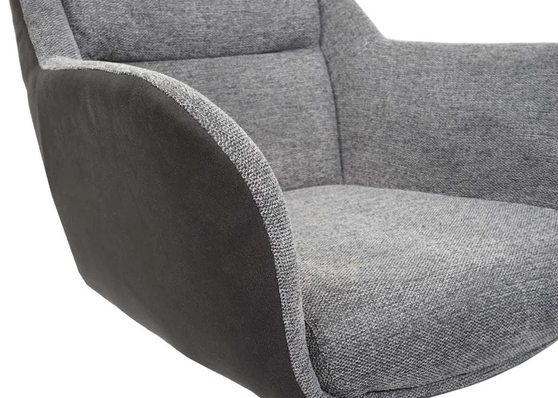 Lot de 2 chaises de salle à manger pivotante en tissu gris PVC gris foncé et fer 04_0007366
