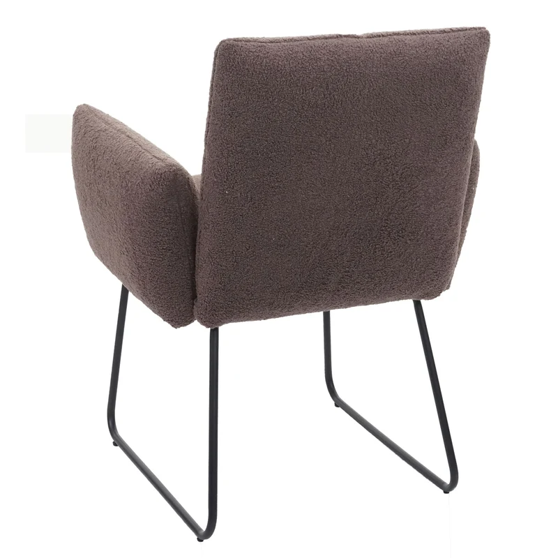 Lot de 2 chaises de salle à manger rembourrée avec accoudoirs en tissu bouclé marron 04_0007368