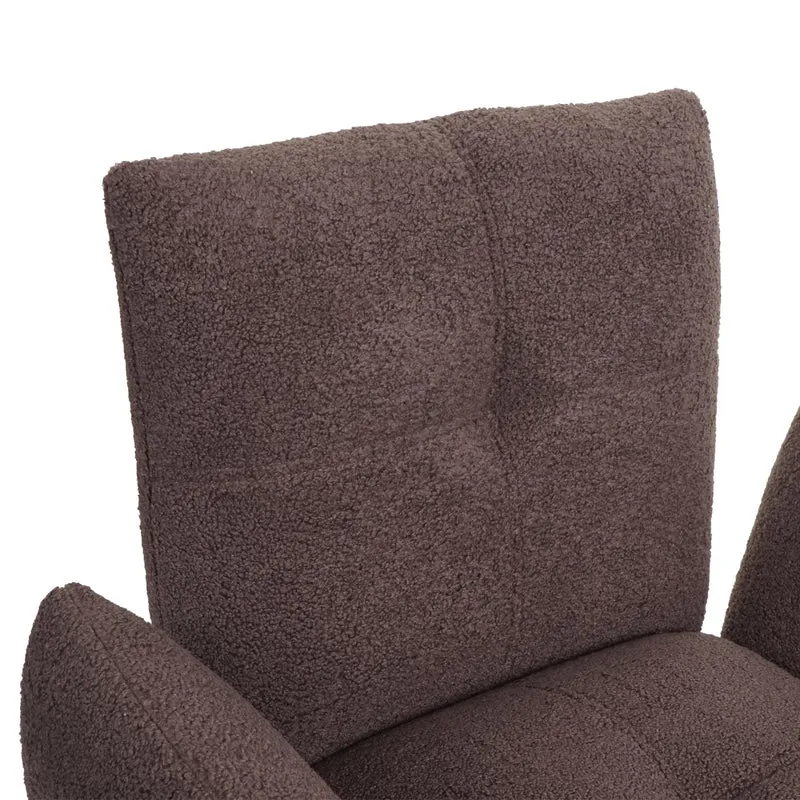 Lot de 2 chaises de salle à manger rembourrée avec accoudoirs en tissu bouclé marron 04_0007368