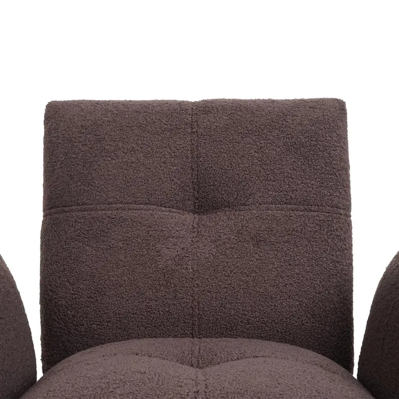 Lot de 2 chaises de salle à manger rembourrée avec accoudoirs en tissu bouclé marron 04_0007368