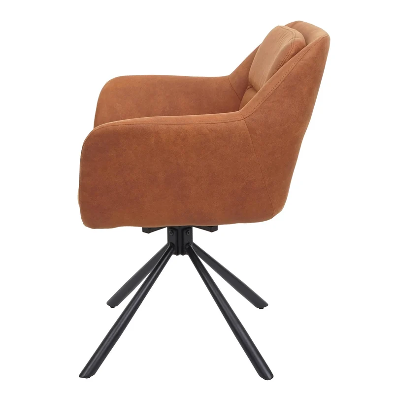 Lot de 2 chaises de salle à manger avec accoudoirs siège pivotant en tissu suède marron 04_0007363