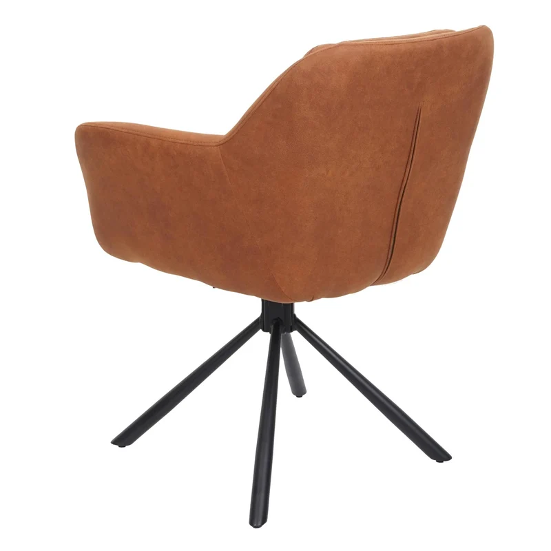 Lot de 2 chaises de salle à manger avec accoudoirs siège pivotant en tissu suède marron 04_0007363