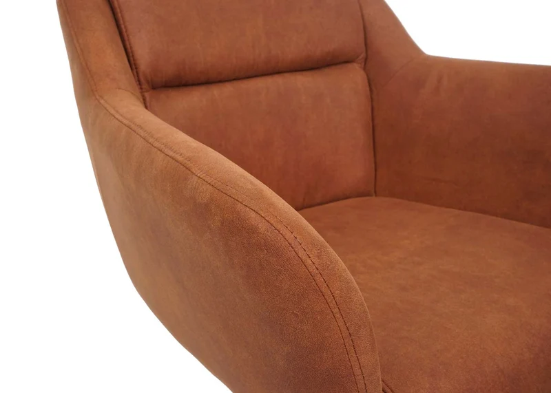 Lot de 2 chaises de salle à manger avec accoudoirs siège pivotant en tissu suède marron 04_0007363
