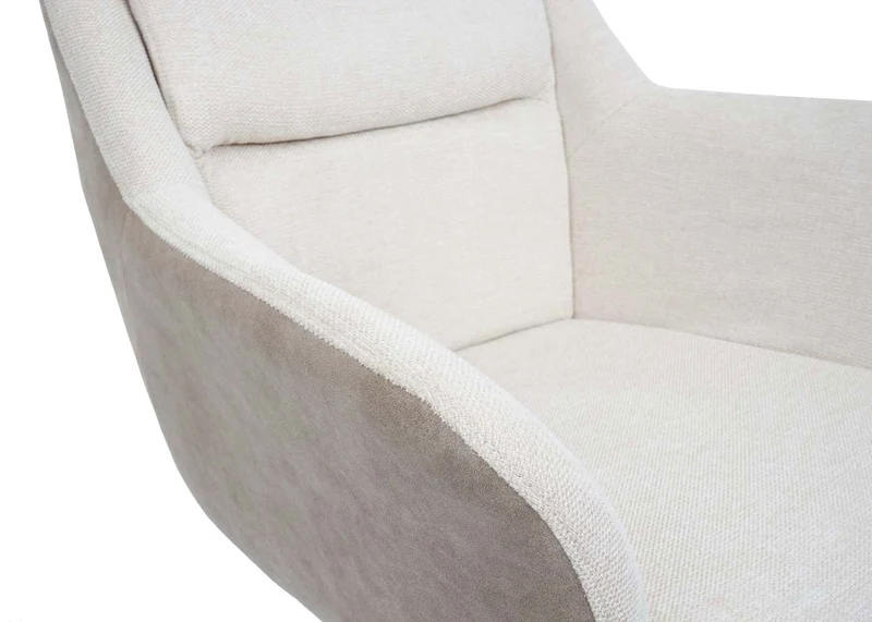 Lot de 2 chaises de salle à manger avec accoudoirs siège pivotant en tissu crème PVC et fer 04_0007362
