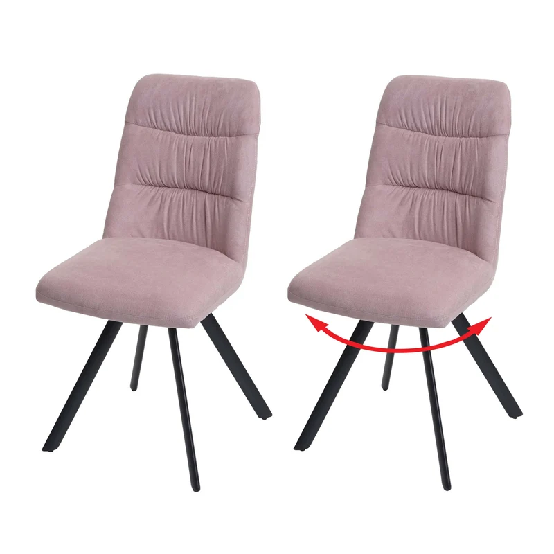 Lot de 2 chaises de salle à manger rotation à 90° dans les deux sens en velours rose structure en acier 04_0007360
