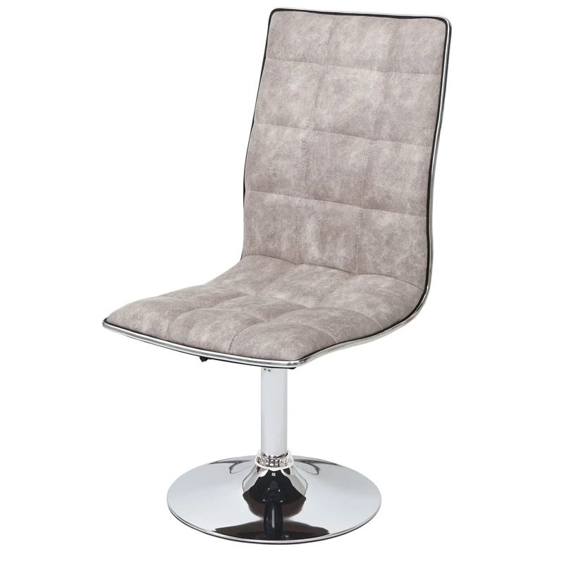 Lot de 2 chaises de salle à manger réglable en hauteur pivotant en tissu vintage gris et métal chromé 04_0007348