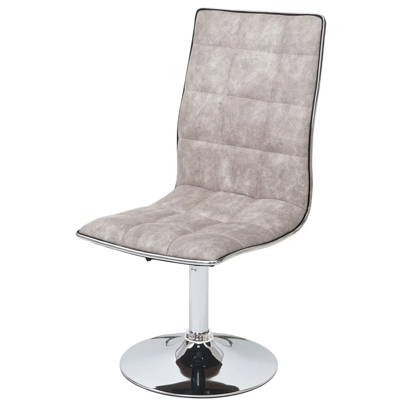 Lot de 2 chaises de salle à manger réglable en hauteur pivotant en tissu vintage gris et métal chromé 04_0007348