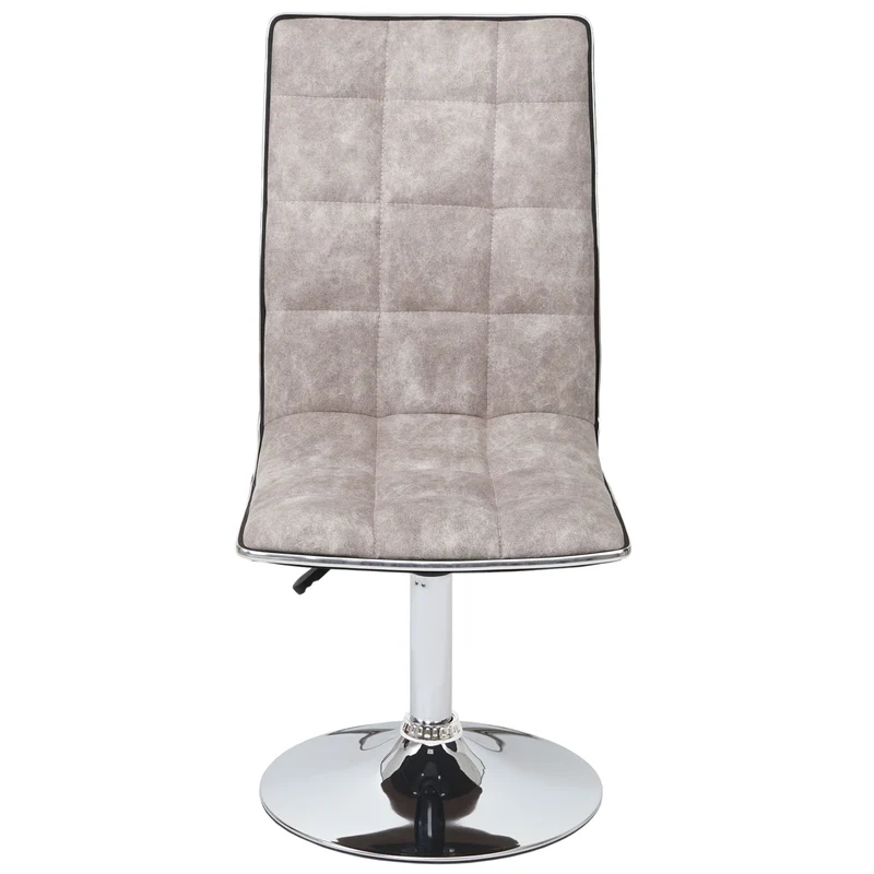 Lot de 2 chaises de salle à manger réglable en hauteur pivotant en tissu vintage gris et métal chromé 04_0007348