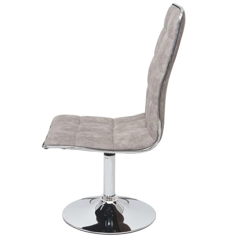 Lot de 2 chaises de salle à manger réglable en hauteur pivotant en tissu vintage gris et métal chromé 04_0007348