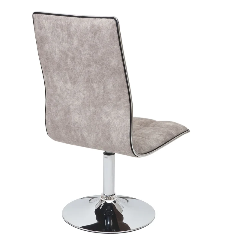 Lot de 2 chaises de salle à manger réglable en hauteur pivotant en tissu vintage gris et métal chromé 04_0007348