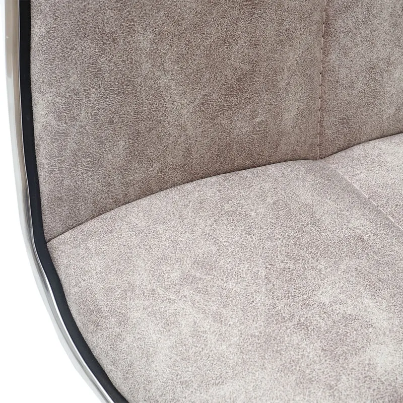 Lot de 2 chaises de salle à manger réglable en hauteur pivotant en tissu vintage gris et métal chromé 04_0007348
