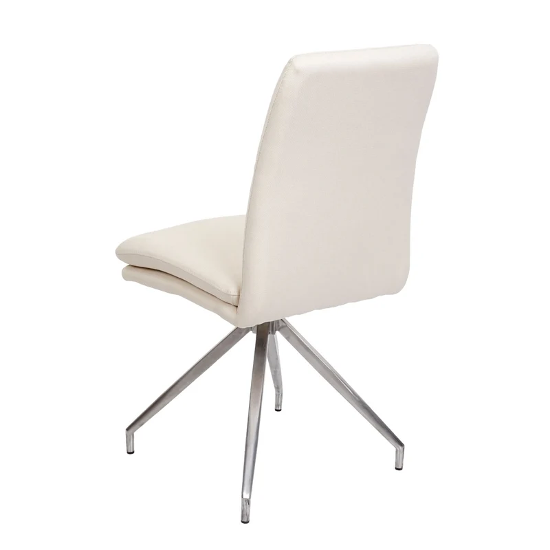 Lot de 2 chaises de salle à manger en tissu crème beige et cadre de trépied acier inoxydable brossé 04_0007356