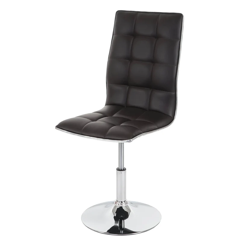 Lot de 2 chaises de salle à manger réglable en hauteur et rotative en PVC marron base en métal 04_0007347