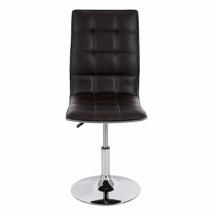 Lot de 2 chaises de salle à manger réglable en hauteur et rotative en PVC marron base en métal 04_0007347
