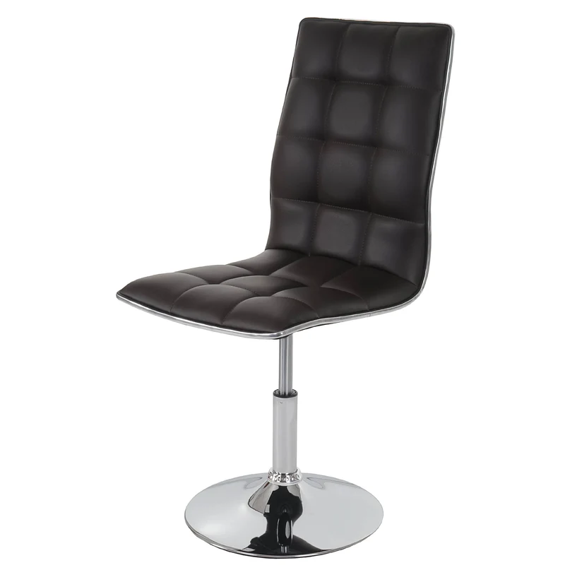 Lot de 2 chaises de salle à manger réglable en hauteur et rotative en PVC marron base en métal 04_0007347