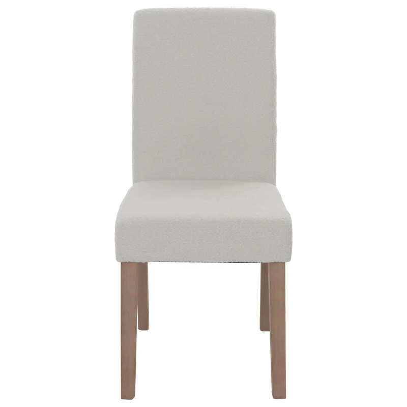 Lot de 2 chaises de salle à manger dossier haut en tissu bouclé crème pieds en bois clairs 04_0007319