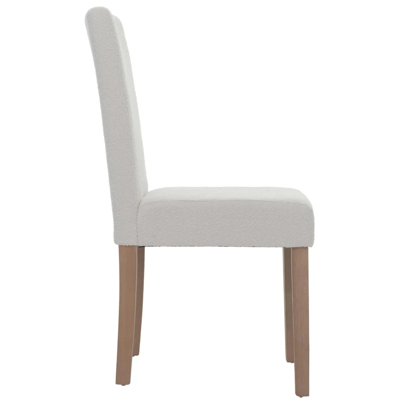 Lot de 2 chaises de salle à manger dossier haut en tissu bouclé crème pieds en bois clairs 04_0007319