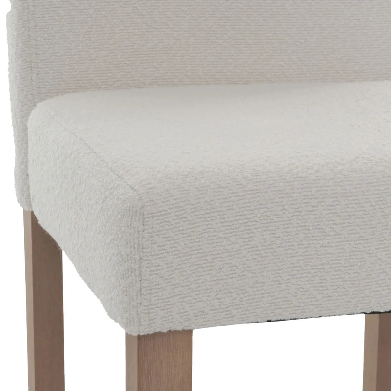 Lot de 2 chaises de salle à manger dossier haut en tissu bouclé crème pieds en bois clairs 04_0007319