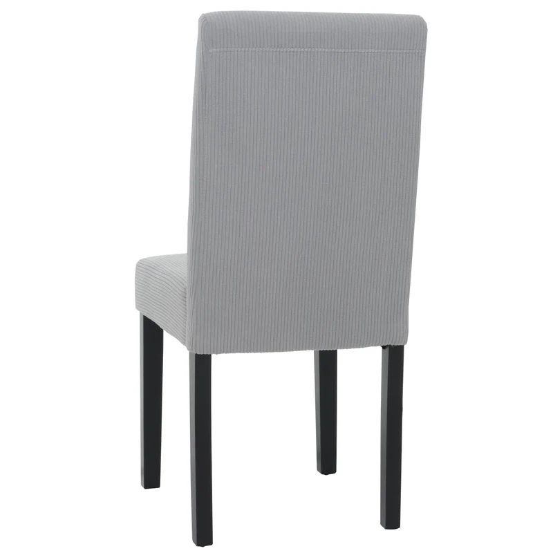 Lot de 2 chaises de salle à manger dossier haut en tissu velours côtelé gris clair pieds en bois foncés 04_0007327