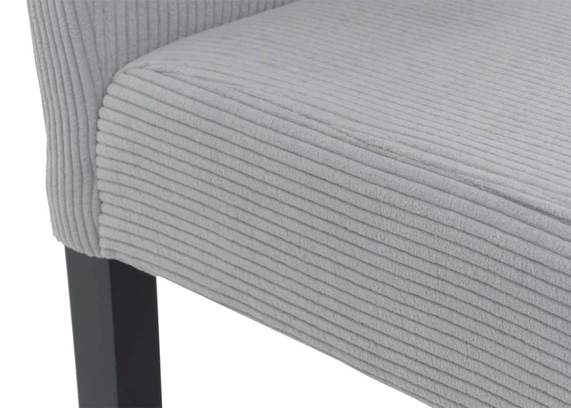 Lot de 2 chaises de salle à manger dossier haut en tissu velours côtelé gris clair pieds en bois foncés 04_0007327