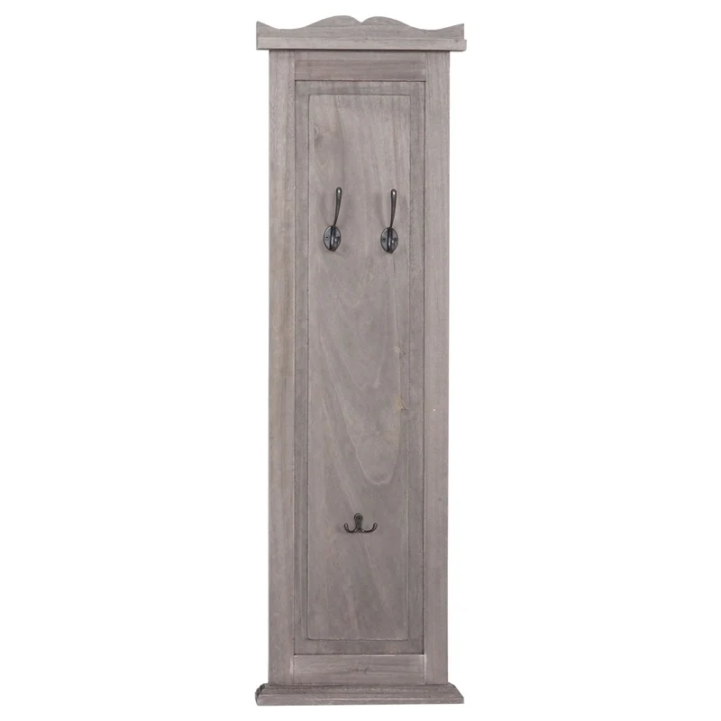 Lot de 2 porte-manteaux mural panneau avec 3 crochets 109 x 28 x 4 cm en bois gris-marron vieilli 04_0007419