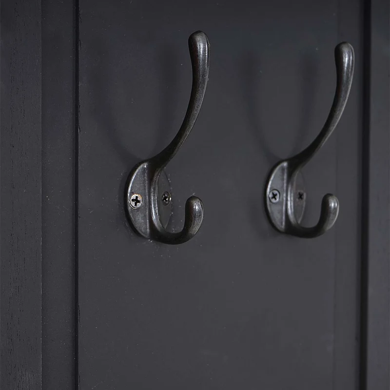 Lot de 2 porte-manteaux mural panneau avec 3 crochets 109 x 28 x 4 cm en bois peint gris foncé 04_0007422