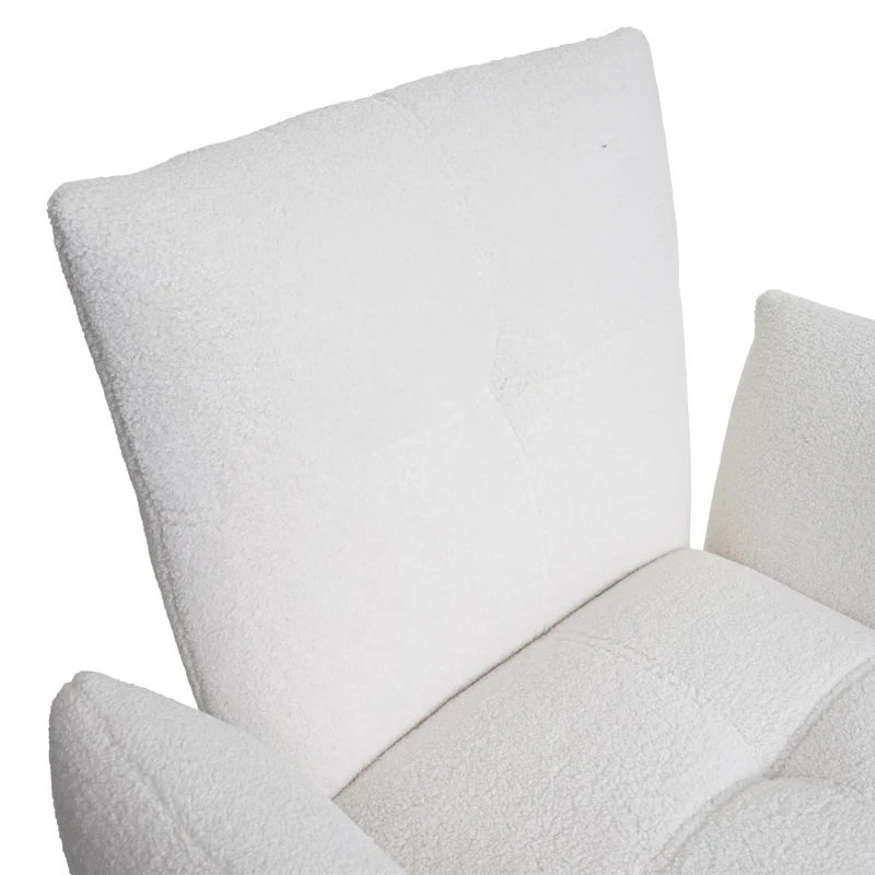 Lot de 2 chaises de salle à manger rembourrée avec accoudoirs en tissu bouclé blanc 04_0007367