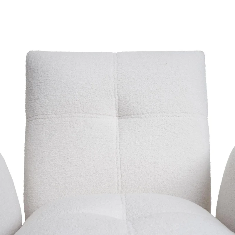 Lot de 2 chaises de salle à manger rembourrée avec accoudoirs en tissu bouclé blanc 04_0007367