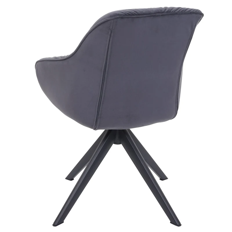 Lot de 6 chaises de salle à manger rembourrées avec accoudoirs pivotantes métal et tissu gris 04_0007718