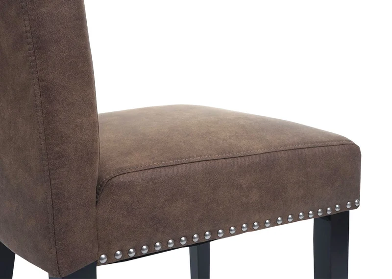 Lot de 6 chaises de salle à manger design chesterfield avec rivets métalliques décoratifs tissu marron foncé 04_0007621