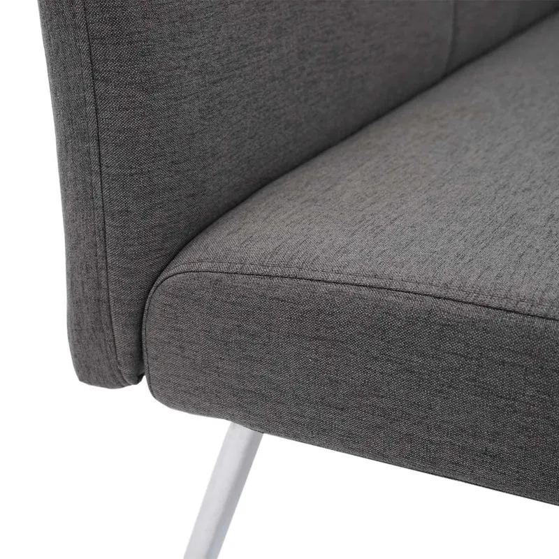 Lot de 4 chaises de salle à manger + banc 180 cm en tissu gris-marron et acier inoxydable 04_0007589