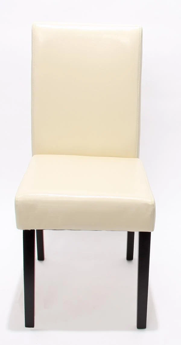 Lot de 4 chaises de salle à manger design moderne en cuir crème pieds foncés 04_0007526
