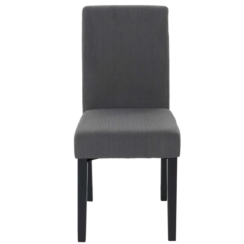 Lot de 4 chaises de salle à manger dossier haut en tissu velours côtelé gris foncé pieds foncés 04_0007522