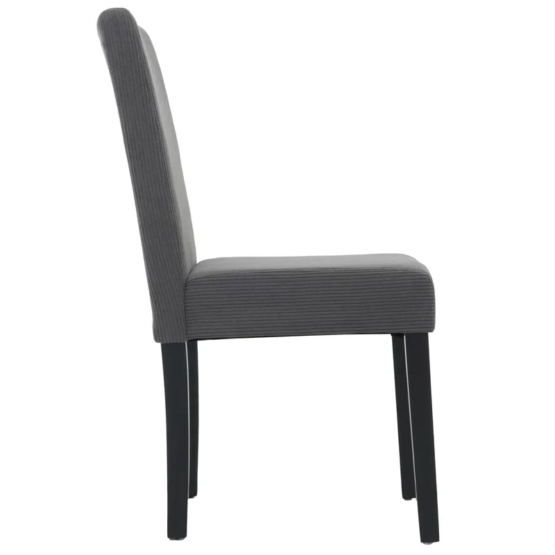 Lot de 4 chaises de salle à manger dossier haut en tissu velours côtelé gris foncé pieds foncés 04_0007522